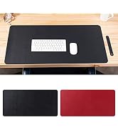 Lomiluskr PVC Leather Dual-Sided Desk Pad Protector with Storage Belt, Multifunctional Office Des...