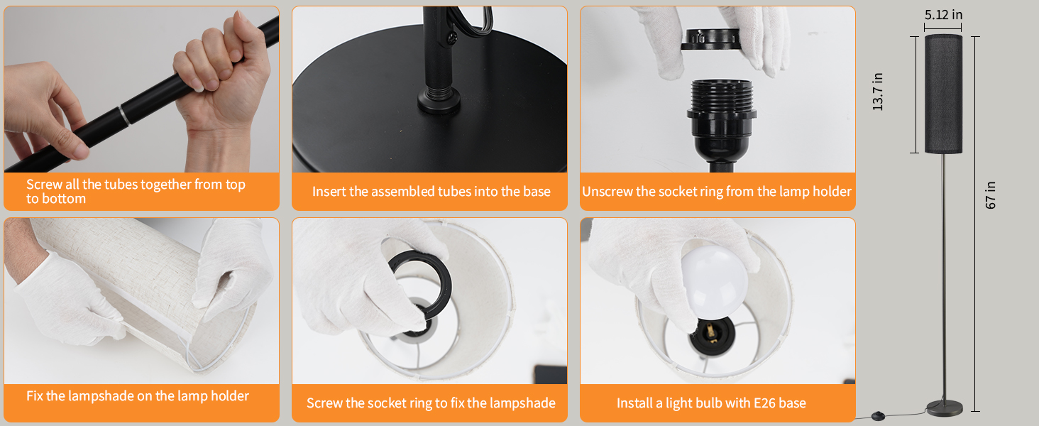 Installation of black floor lamp