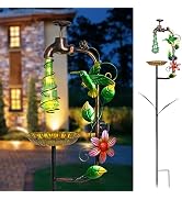 Bshine Solar Garden Decoration Outdoor Light - Water Drop Metal Hummingbird Stake,Waterproof Gard...