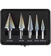 Lichamp Step Drill Bit Set for Metal Sheet Heavy Duty, 5-Piece HSS Step Up Down Drill Bits Steppe...