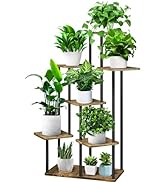 YOCOMEY 7 Tier Wood Tall Plant Stand Metal Rack Indoor, Multiple Flower Pot Holder Shelves Corner...
