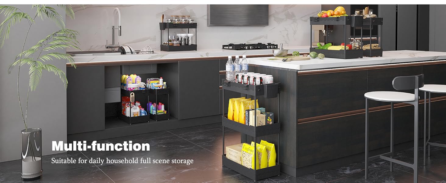 Multi function under sink organzier