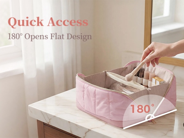 open-flat makeup bag