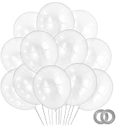 KAWKALSH 110pcs Clear Balloons, 12 inch Clear Latex Party Balloons with Ribbon Helium Quality for...