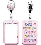 Beemorita Pink Work Retractable Card Badge Holder Reel Cute Aesthetic Reel Clip for Keys & ID Bad...