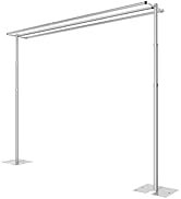 Qoolfoto 10x10ft Pipe and Drape Backdrop Stand, Three Crossbar, Heavy Duty Adjustable Background ...