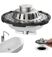 Universal Bathtub Drain Stopper with Visible Top Strainer, Shower Drain Hair Catcher Tub Stopper,...