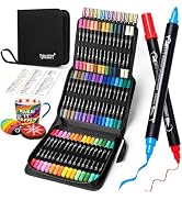 60 Colors Acrylic Paint Pens, Dual Tip Acrylic Paint Markers with Brush Tip and Fine Tip, Acrylic...