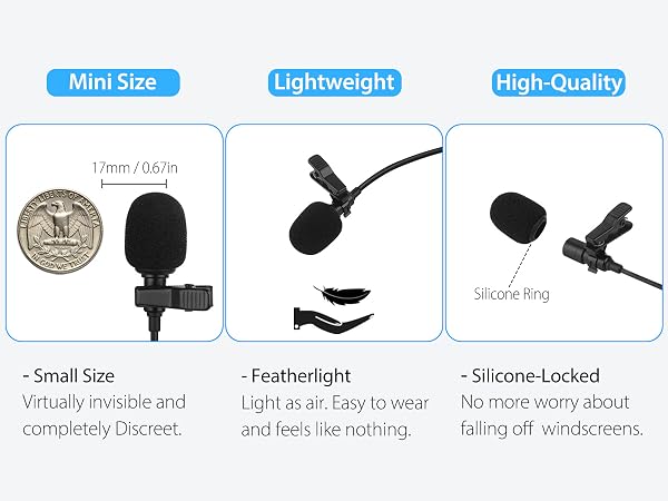 DUNGZDUZ 2 Pack 3.5mm Lavalier Microphones for Wireless Microphone Transmitters