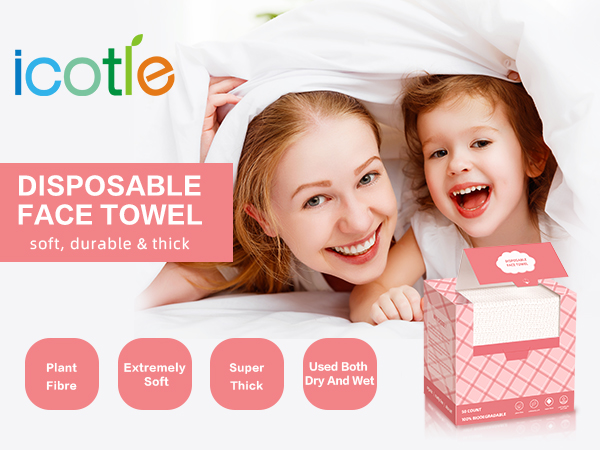 icotle 50 Count Disposable Face Towel