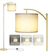 Floor Lamp for Living Room, Dimmable Standing Lamp Tall with Linen Shade Modern Floor Lamps Foot-...