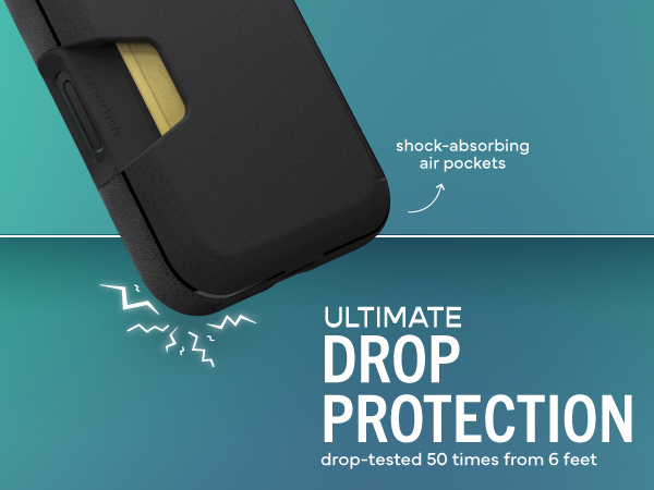 Smartish Wallet Slayer iPhone 17 Pro - drop tested 6 feet 50 times, shockproof air pocket corners