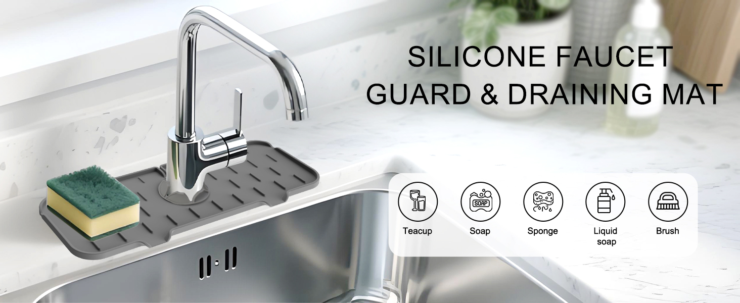 Silicone faucet guard & draining mat
