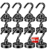 DIYMAG Magnetic Hooks Black 85 LB Heavy Duty Strong Magnet with Hook Rare Earth Neodymium Magnets...