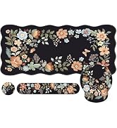 iLeadon Black Floral Mouse Pad Sets with Wrist Rest,Cute Ergonomic Keyboard Mat for Desktop,Extra...