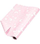 RUSPEPA Reversible Wrapping Paper Roll - Baby Girl Pink Pattern Great for Baby Shower, Birthday, ...