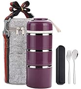 Stackable Thermos For Hot Food With Insulated Lunch Bag and Portable Utensil,3 Layer Stackable Lu...