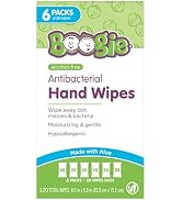 Boogie Antibacterial Hand Wipes - 120 Count - Hypoallergenic & Alcohol-Free - Travel and Diaper B...
