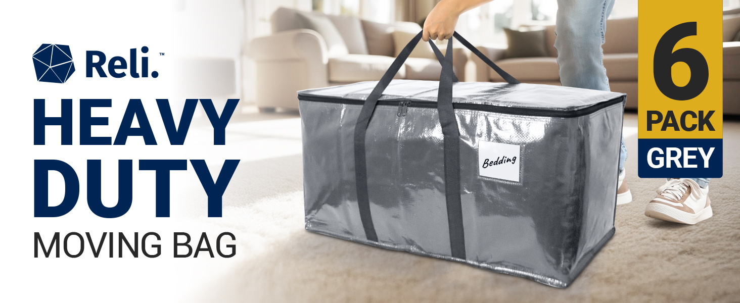Heavy Duty Moving Bags - 6 Pack Grey