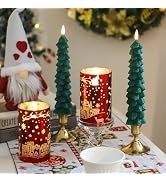 MUMCHASI Chritsmas Flameless Candles, Battery Operated Christmas Candles, Real Wax Glass Flickeri...