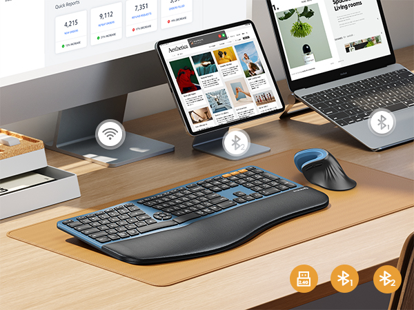 Backlit Wireless Ergonomic Keyboard