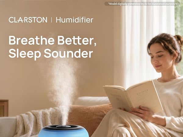 24dB Ultra Quiet, 25H Long Runtime, 200ml/h Faster Relief, 5µm Ultrafine Mist, Auto-Shut Off