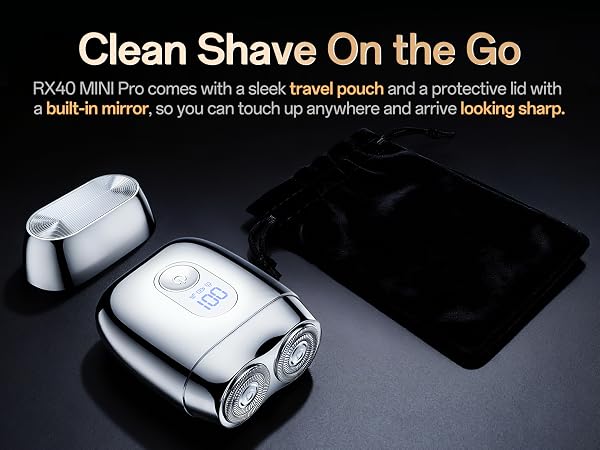 1comes with a sleek travel pouch and a protective lid with a built-in mirror