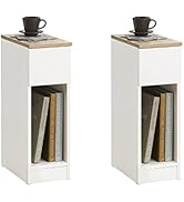 SoBuy Set of 2 Nightstand Narrow Night Stand Modern Design Bedside Furniture Slim End Table Stora...