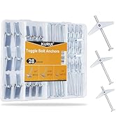 KURUI Heavy Duty Hollow Wall Anchors for Drywall Ceiling, Toggle Bolts and Wing Nut Kit, 28Pcs Me...
