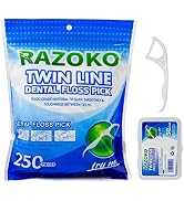 Twin-Line Dental Floss Picks High Toughness Toothpicks Sticks with Portable Cases 250Pcs