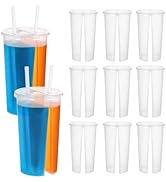 FAVOMOTO 20PCS Split Cup, Clear Double Grid Disposable Smoothie Tumblers Plastic Heart Shaped Cou...
