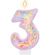 AKURIEEY Pastel Macaron Number 3 Birthday Candle - Purple Cake Topper | with Soft Colorful Candy ...
