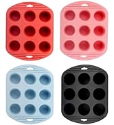 Velicber 4 Pack Silicone Muffin Pan for Baking, Silicone Cupcake Pan, 9 Cup Nonstick Cupcake Baki...