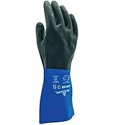 SHOWA CHM Neoprene Over Natural Rubber Latex Chemical Resistant Safety Glove with Cotton Flock Li...