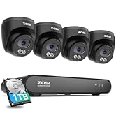 ZOSI C220 4CH 4MP QHD 2.5K PoE Home Security Camera System, 4 x 4MP(1440p) Dome IP Cameras Outdoo...