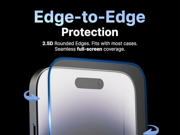 Powlexa tempered glass for iPhone 16 series providing full edge-to-edge screen protection