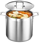 Stainless Steel Stockpot with Lid 16 Quart, Durable 18/8 Stainless Steel, Impact-Bonded Base for ...