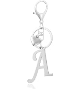 ANHBKAR A-Z Heart Initial Letter Keychain, Stainless Steel Alphabet Charm for Handbags, Gift for ...