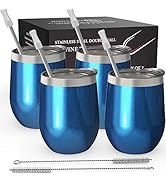 CHILLOUT LIFE Stainless Steel Wine Tumblers 4 Pack 12 oz - Double Wall Vacuum Insulated Wine Cups...