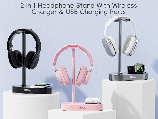 Headphone Stand with Wireless Charging Pad