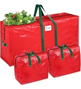 BlessedSeason Christmas Tree Storage Bag 7.5 Ft With 2 Large Tinsel Garland Bags, Waterproof Mate...
