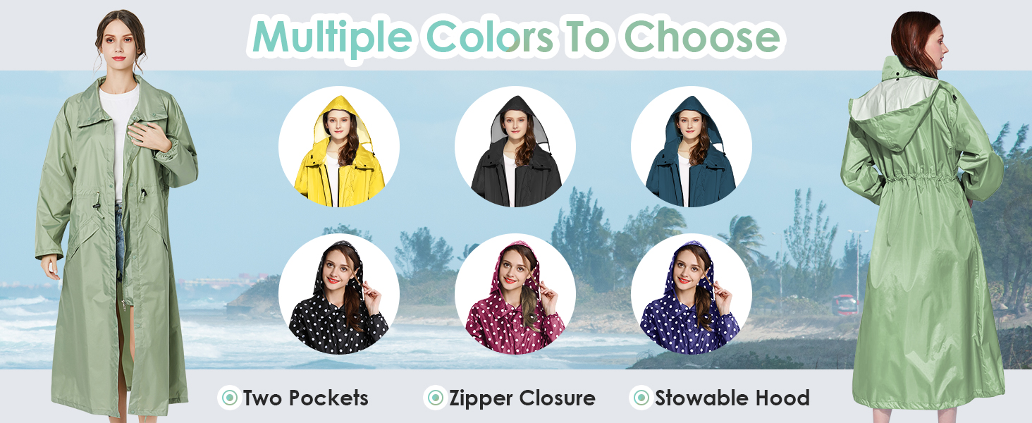 womens rain coat long 2xl lightweight foldable raincoat women’s long rain coat waterproof plus size