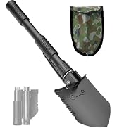 PLACHIDAY Digging Shovel, 15.35'' Lightweight Camping Shovel Portable High Carbon Steel Folding M...