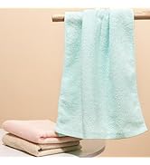 Vie Triomphe Hand Towel Set 3 Pack Pink Beige Blue Solid Color Cotton Face Towels 13x30 Inch Soft...