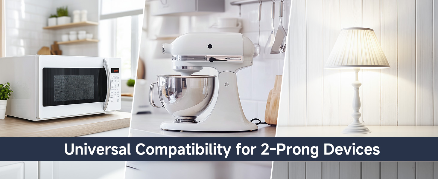 2-Pack 16 AWG 2 Prong Extension Cord 6 ft, 13A 3-Outlet Extension Cords with Tamper Guard, 13 Amp