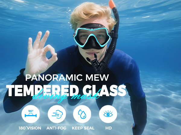 Swim Goggles Adult with Nose Cover, Clear Diving Mask Wide View No Blurring for Men Women Youth