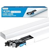 Yecaye 142in Wall Cord Hider for 3-4 Cords, On-Wall Cord Cover Channel, Cable Concealer, Cable Co...