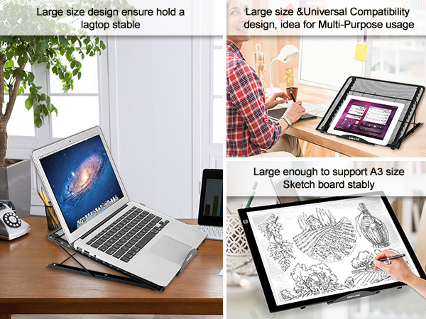 IMAGE Light Pad Stand A3 Light Box Stand 12 Angle Points Adjustable Laptop