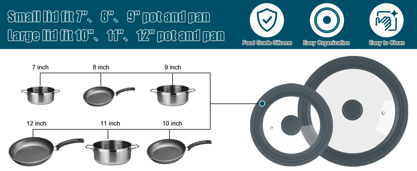 Universal Lid, Tempered Pan Lid with Heat Resistant Silicone Rim