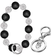 M-Plateau Wristlet Keychain, Silicone Beaded Wrist keychain with Key Ring for Women, Elastic Keyc...